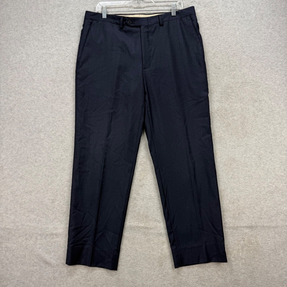 Loro Piana Cremieux Collection Dress Pants Mens 34x29 Navy Blue Wool Flat Front